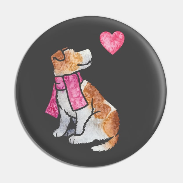 Watercolour Jack Russell Terrier Pin by animalartbyjess