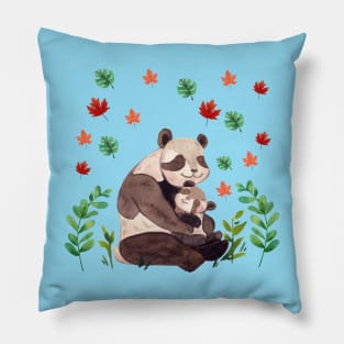 cute panda family Pillow