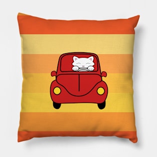 Cute cat driving a car Pillow