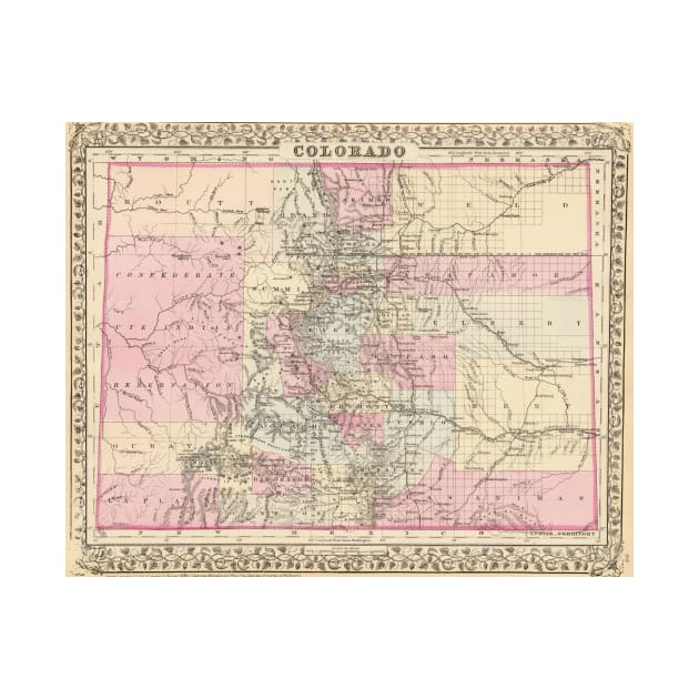 Vintage Map of Colorado (1880) by Bravuramedia