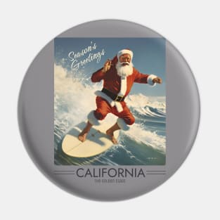 Surfing Santa (Light Version) Pin