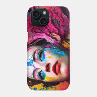 Painted Insanity Dripping Madness 8 - Abstract Surreal Expressionism Digital Art - Bright Colorful Portrait Painting - Dripping Wet Paint & Liquid Colors Phone Case