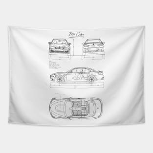 M4 Cabrio 2014 Blueprint Art Tapestry