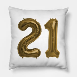 Bronze 21st Birthday Metallic Helium Balloons Numbers Pillow