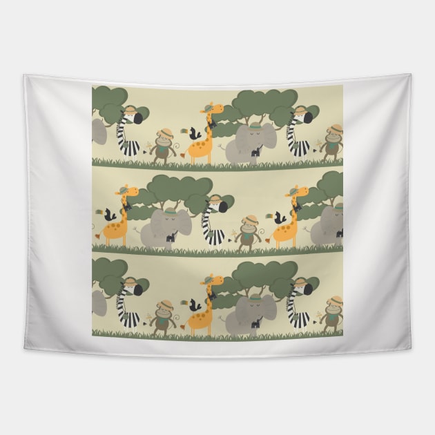 Safari Neck Gator Binoculars Safari Animals Tapestry by DANPUBLIC