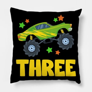 I'm 3 This Is How I Roll Monster Truck 3rd Birthday GIft For Boys Toddler Kid Pillow