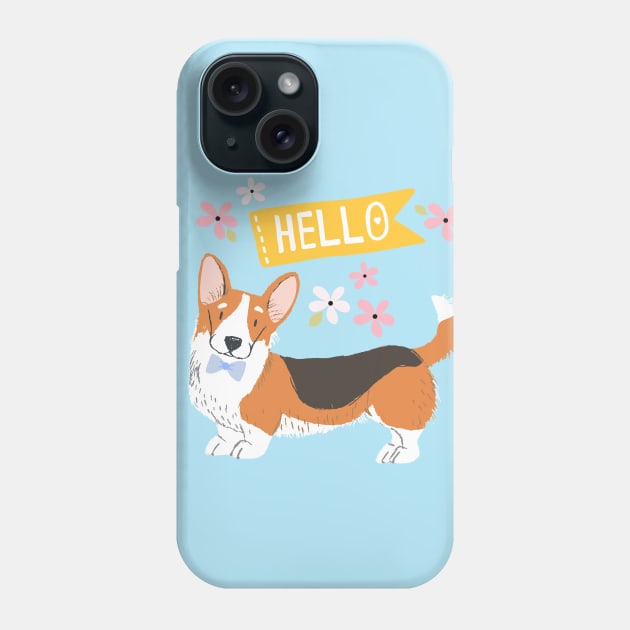 A Big Hello From A Well Dressed Corgi Phone Case by LittleBunnySunshine