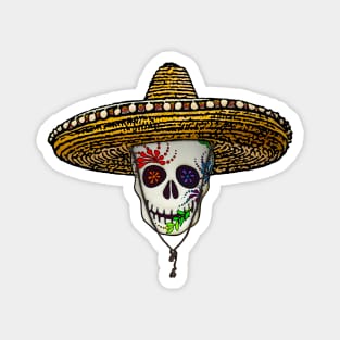 Mexican Hat Day of the Day Halloween Skull Magnet