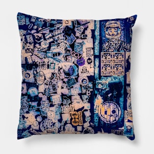 NYC Street Stickers Art Pillow