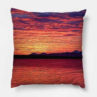 Red and Purple Pacific Northwest Sunset from the Edmonds Ferry Pillow