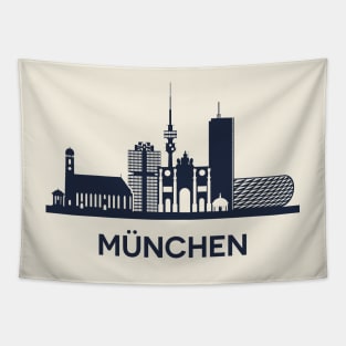 Munich Skyline Emblem Tapestry