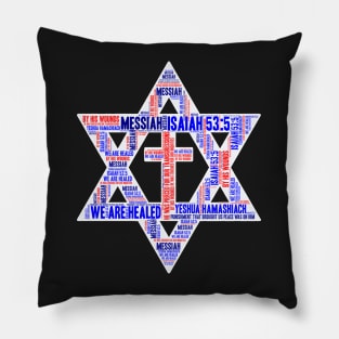 Isaiah 53-5 Word Cloud Messianic Star David Crucifix Pillow