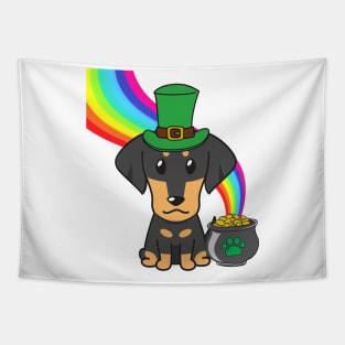 Funny dachshund celebrates st patricks day Tapestry