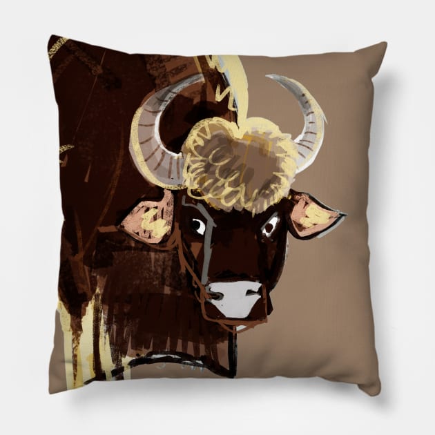 Gaur bull #2 Pillow by belettelepink