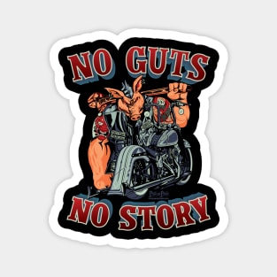 No guts No story,glory and story,navy blue and dark red biker pig llustration Magnet