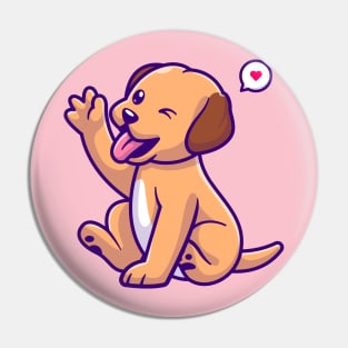 Cute Dog Waving Hand Cartoon Pin