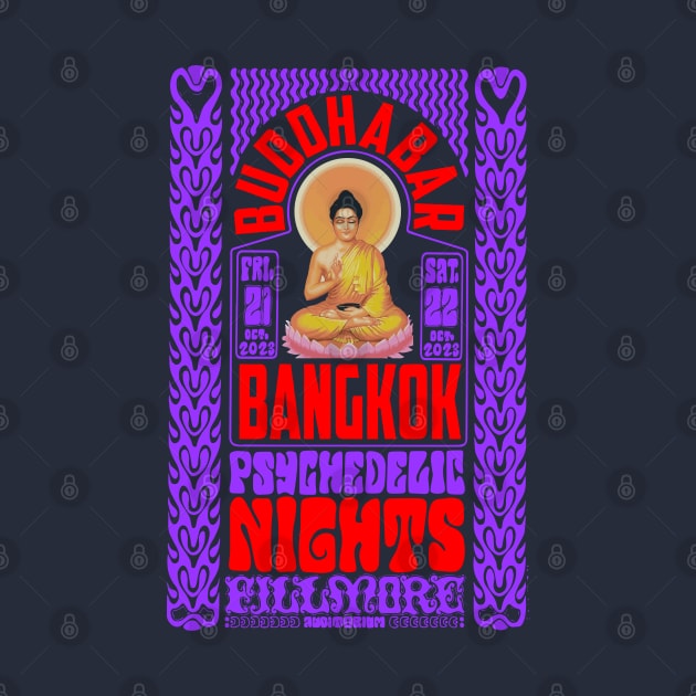 Psychedelic Nights at Bangkok Buddha Bar - Vintage Poster Design by Boogosh