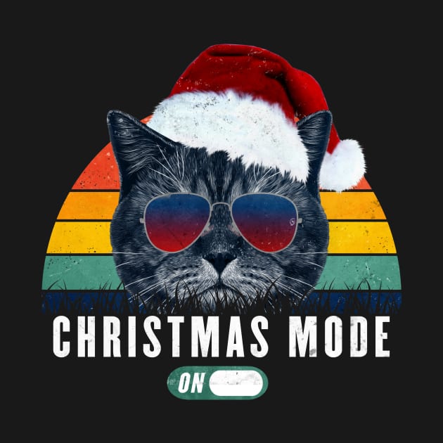 Christmas mode on Retro Funny cat 80s Winter mode Gift for Cat Lover by geekmethat