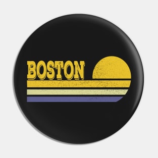 Boston Vintage Sunset Stripes Retro 70's Pin