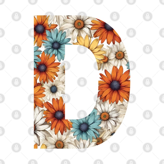 A pattern of flower shapes filling the letter D by Studio468