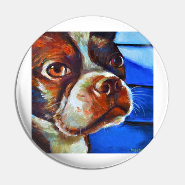 Classy Hank the BOSTON TERRIER Pin by RobertPhelpsArt