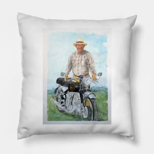 This is a watercolour painting from a photo of a good friend with his HRD Vincent Pillow