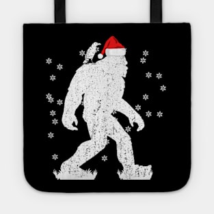 Bigfoot Santa Claus Bigfoot and raven Sasquatch Christmas Gift Tote