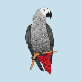 African grey parrot cartoon illustration T-Shirt