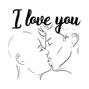 I Love You & kiss you, darling - Valentine Gifts LGBT - Light Background - Not Hamlet Design T-Shirt