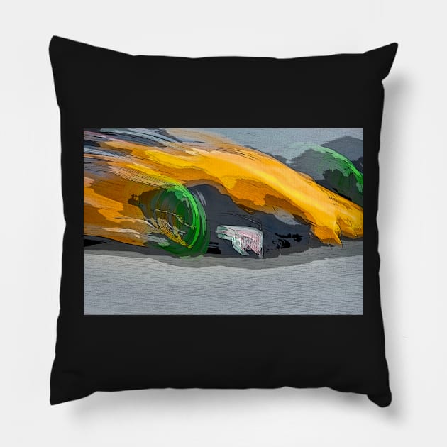 Yellow speedster Pillow by MiRaFoto