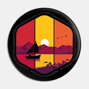 The sunset of adventure, t-shirt colored fire and freedom Pin