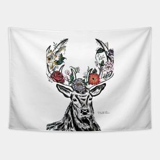 Deer with flowers Tapestry