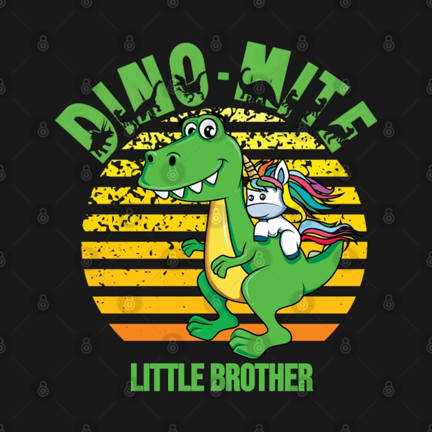 little brother dinosaur unicorn retro sunset dino-mite funny quote by DesignIndex