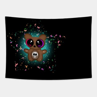 Cute Little Big Eyed Scarebear In A Star Tapestry