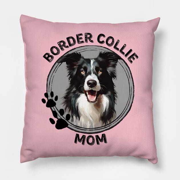 Border Collie Dog Mom Dog Breed Portrait Pillow by PoliticalBabes