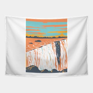 Victoria Falls or Mosi-oa-Tunya of the Zambezi River WPA Art Deco Poster Tapestry