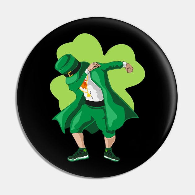 Dabbing Leprechaun Shamrock Paddy Day Pin by Xeire