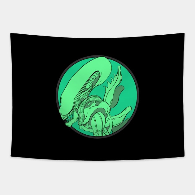 Alien Xenomorph Green Tapestry by DonCorgi