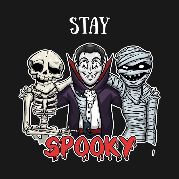 Stay spooky Shirt Funny Halloween Tee Scary Witch Party Gift Pumpkin Tshirt by NickDezArts