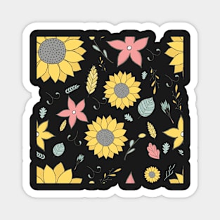 Cute flower floral pattern with sunflowers and other sweet florals Magnet