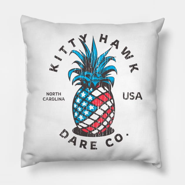 Kitty Hawk, NC Summertime Vacationing Patriotic Pineapple Pillow by Contentarama