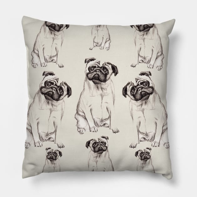 Pugs Pillow by Petras