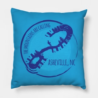 The Mountains Are Calling - Asheville, NC - Blue 27 Pillow