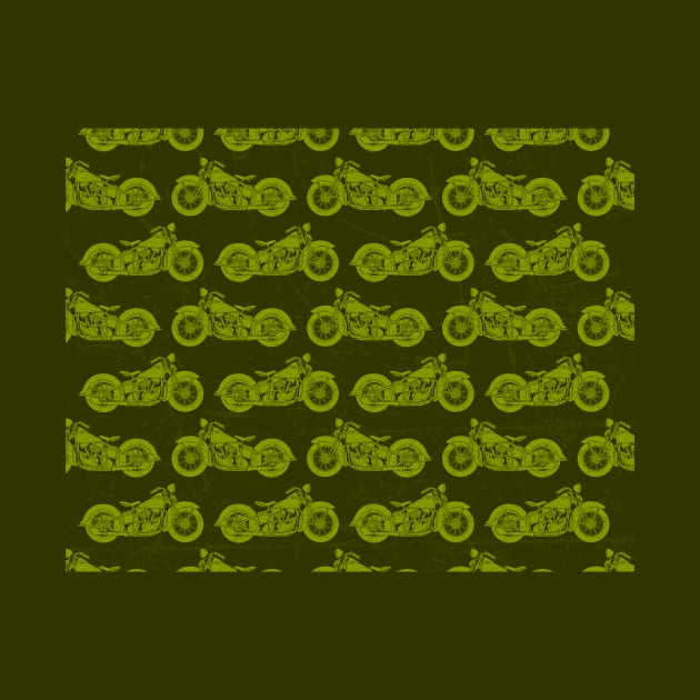 Green Vintage Motorcycle Pattern by Drumsartco