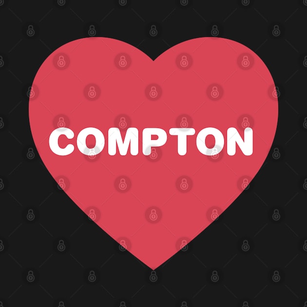 Compton California Bold Red Heart by modeoftravel