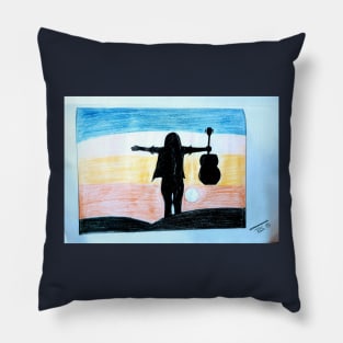 A girl holding Guitar Pillow