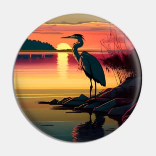 Heron at dusk Pin