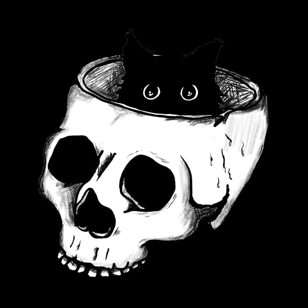 Black Cat Skull by TriciaRobinsonIllustration