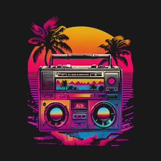 Synthwave Retrowave Boombox 80s Colorful Graphic T-Shirt