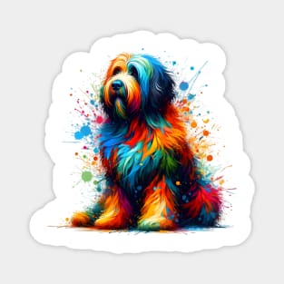 Abstract Bergamasco Sheepdog in Vivid Splash Colors Magnet